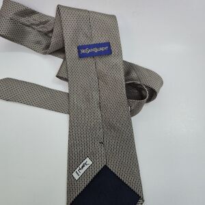 Yves Saint Laurent Men's Neck Tie Tan With Dark Squares Pattern